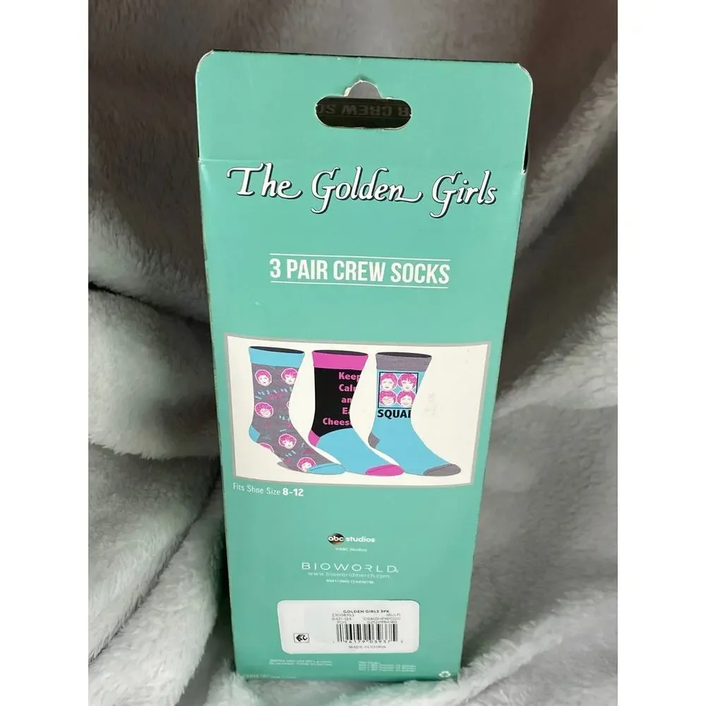 Bioworld Golden Girls 3pk Mens sz 8-12/Womens sz 9.5-13 Crew Socks Gift Box NEW!